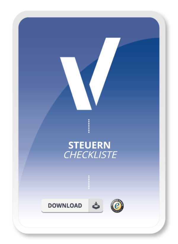 Produktbild in blau mit Text Steuern-Checkliste zum Sofort-Download.