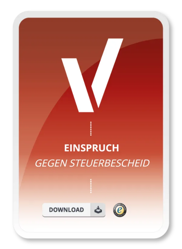 Produktbild in rot mit Text Einspruch gegen Steuerbescheid zum Sofort-Download.