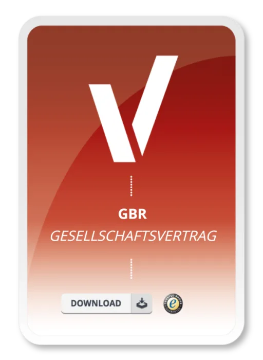 "GBR Gesellschaftsvertrag" auf rotem Hintergrund, darunter ein Download-Button und ein Gütesiegel